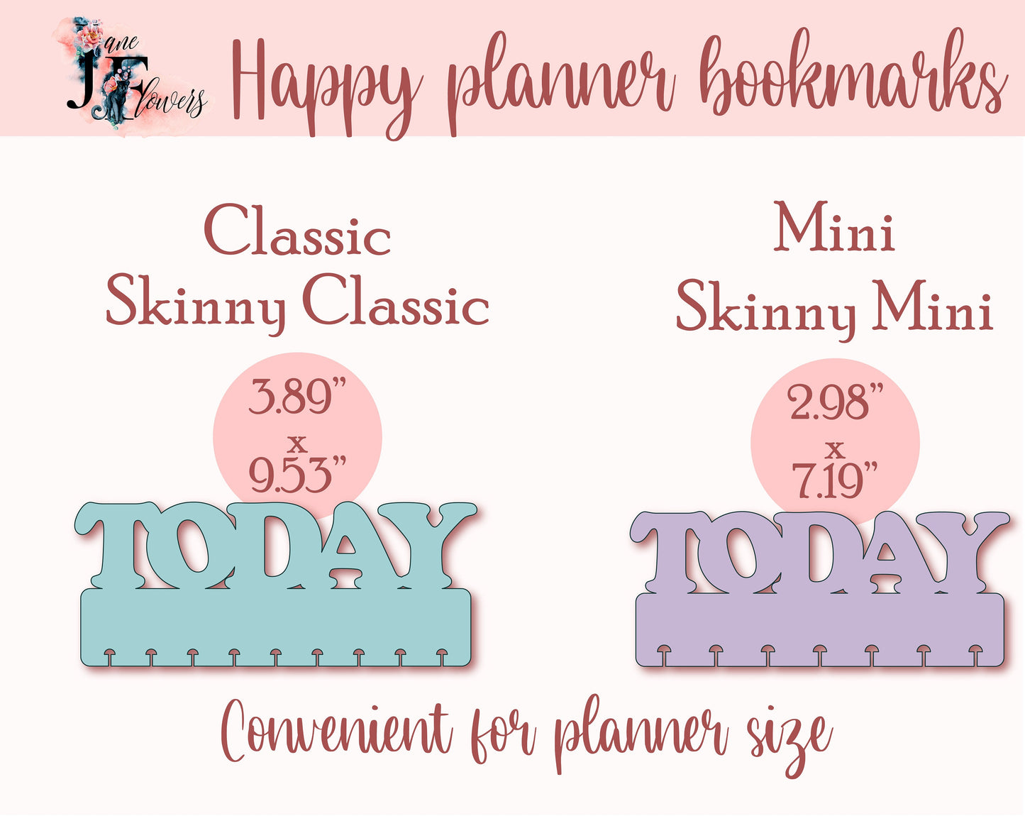 Classic Happy planner bookmark SVG template, disc bound page marker for Happy planner mini, Cricut tabs pattern, today page printable