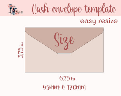 Cash envelope with pocket, money envelope template SVG, Cricut budget envelopes pattern DXF, cute vintage printable envelope pdf download