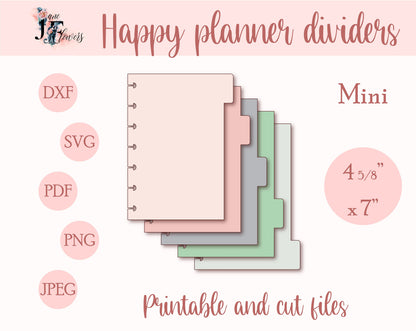 Mini Happy planner dividers SVG, DIY season dividers pattern for Happy planner mini, Cricut discbound divider, printable planner supplies