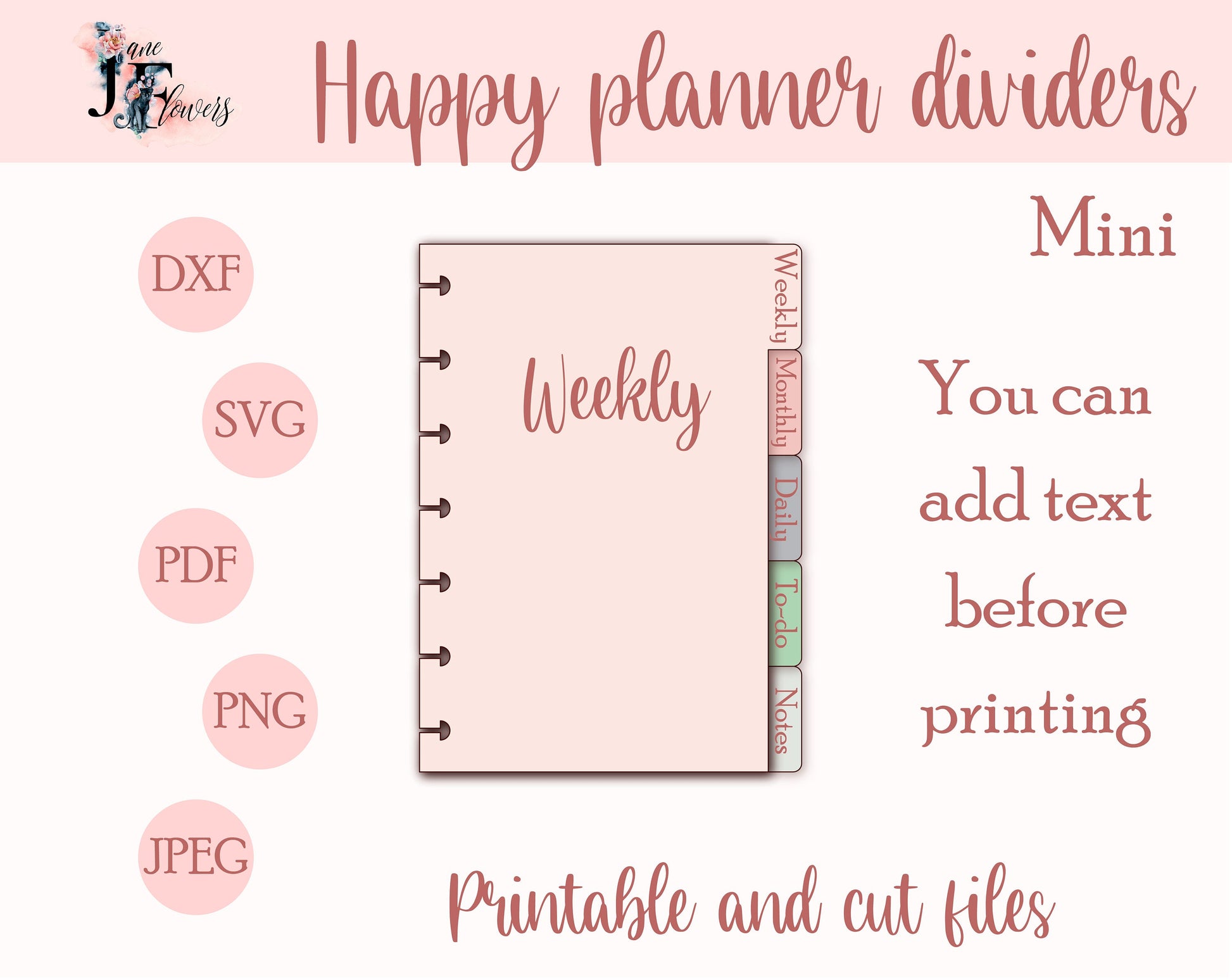 Mini Happy planner dividers SVG, DIY season dividers pattern for Happy planner mini, Cricut discbound divider, printable planner supplies