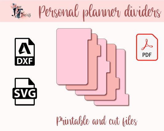 Personal planner dividers SVG, personal tabbed separators, seasonal planner tabs, monthly dividers templates for Cricut, printable pattern