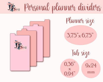 Printable dividers for personal planner size 3.75x6.75, planner inderts, top tab dividers SVG, blank separators, seasonal divider templates