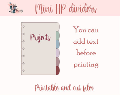 Mini Happy planner dividers templates SVG, 6 divider pages for Happy planner mini, discbound planner inserts for Cricut, printable dividers