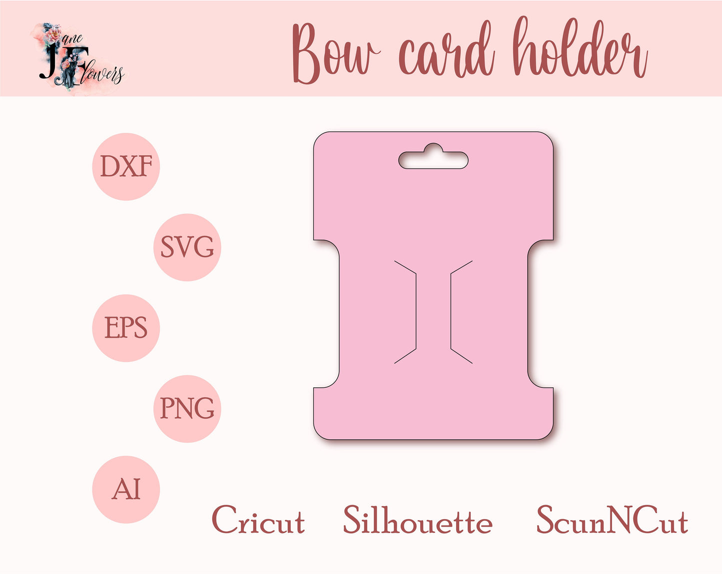 Hair bow card svg, Hair bow card template, Bow display card svg, Hair clip card svg, Bow card holder cut file, Bow card cricut