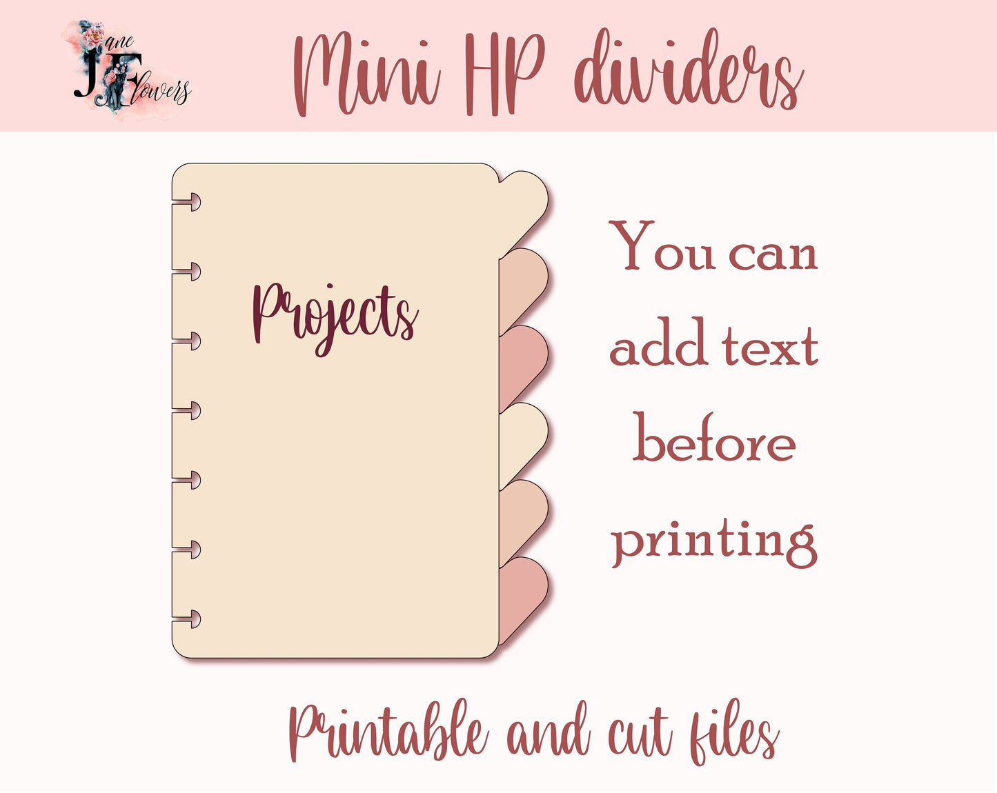 Cute dividers for Happy planner mini, Mini Happy planner tabs SVG, disc bound divider SVG for Cricut, Happy planner supplies, tab dividers