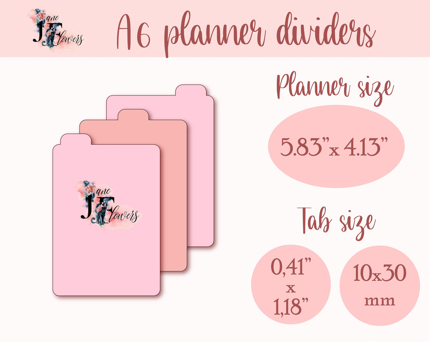 A6 top tab planner dividers, 3 top tabs, planner tabs, SVG top tab dividers, A6 tabbed divider pages, dividers for Cricut, A6 tabs templates