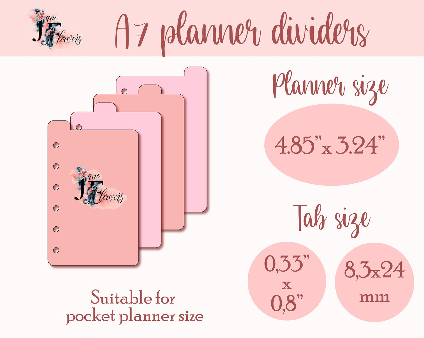 A7 planner tabs, A7 top tab dividers template, 4 divider pages, pocket tabbed dividers, dividers for Cricut, A7 top tabs templates, SVG tabs