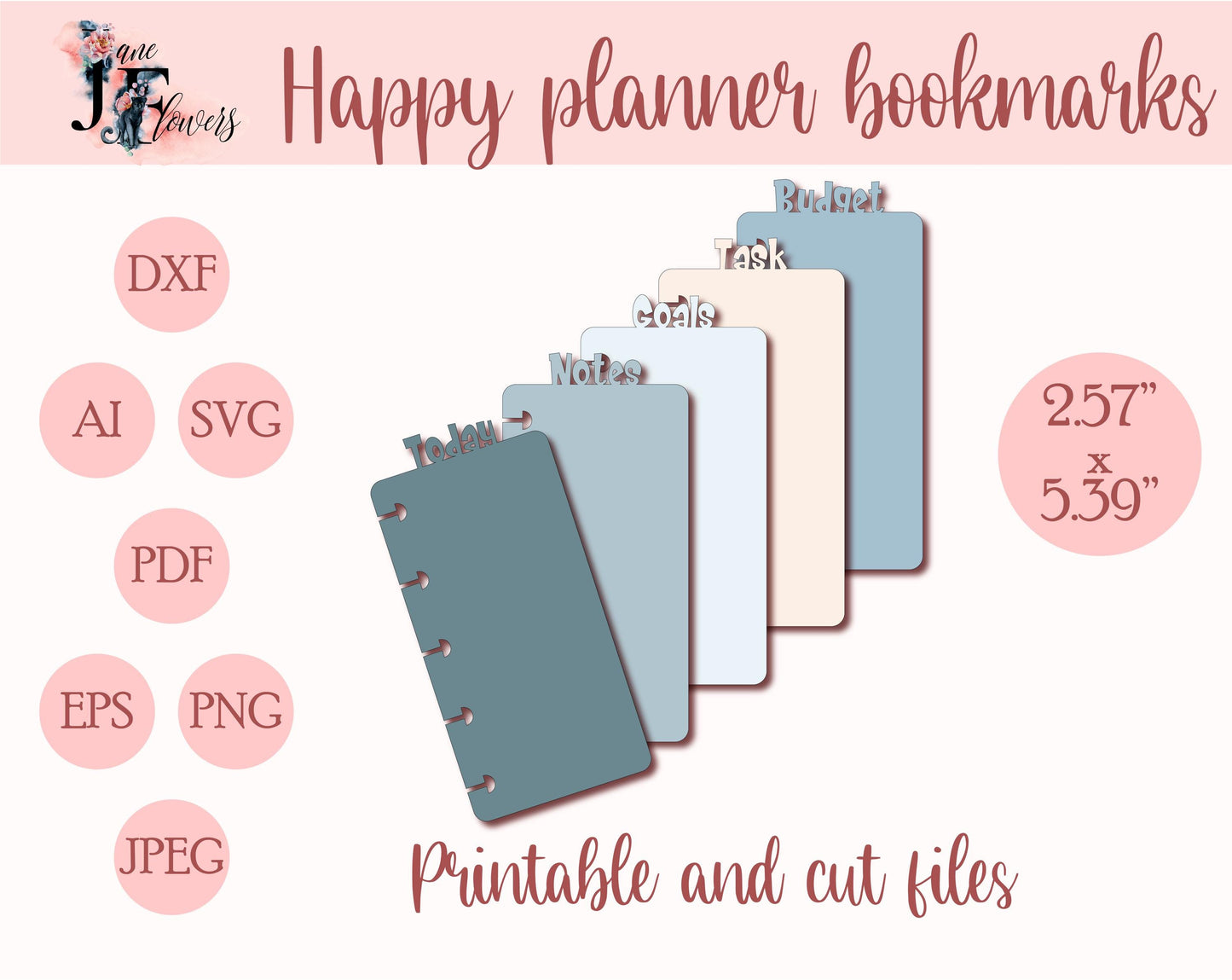 Classic Happy planner bookmark SVG template, disc bound page marker for Happy planner mini, Cricut tabs pattern, today page printable