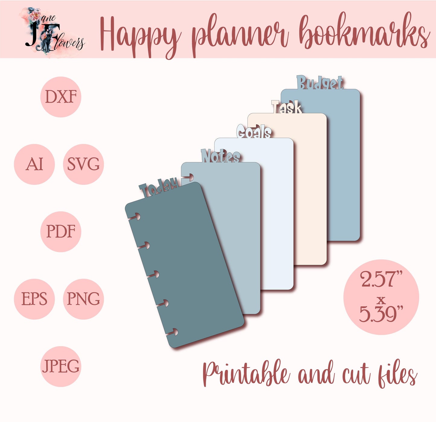 Classic Happy planner bookmark SVG template, disc bound page marker for Happy planner mini, Cricut tabs pattern, today page printable