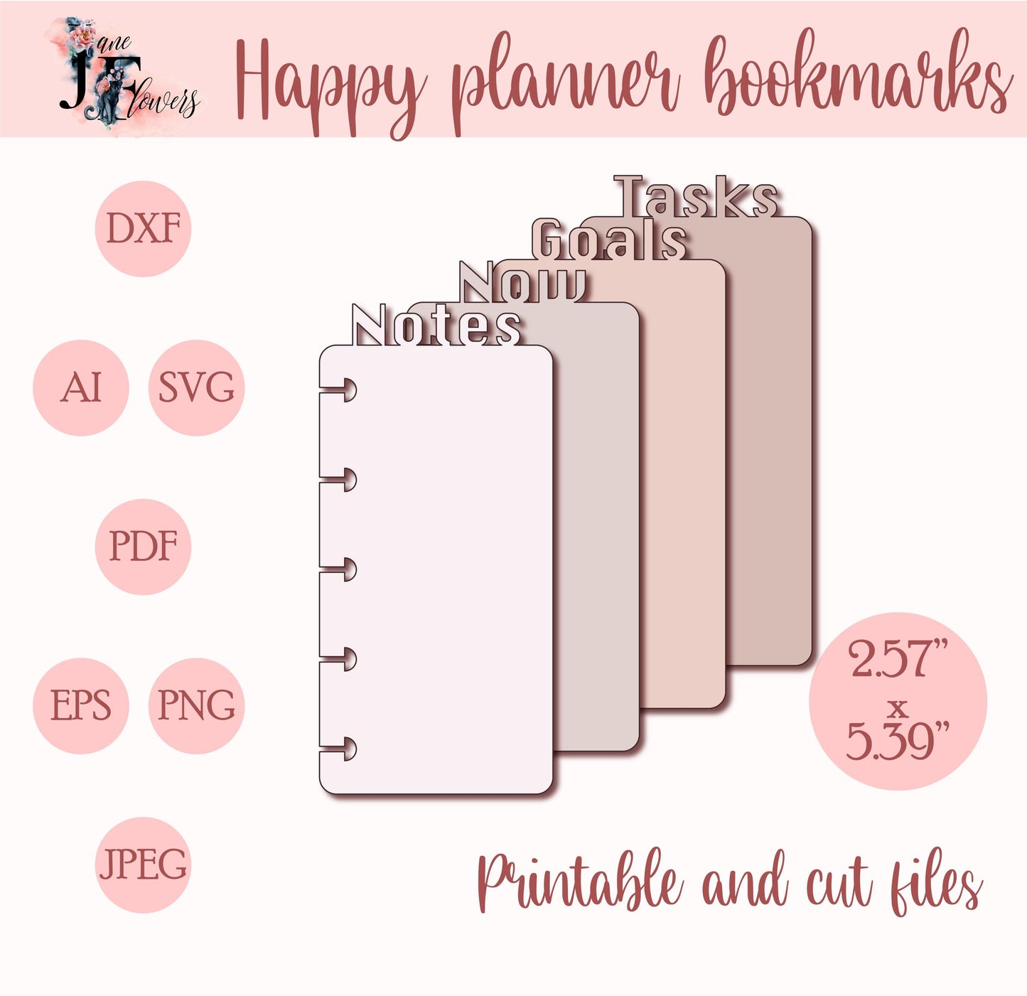 4 Classic Happy planner bookmarks