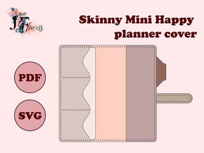 Discbound notebook cover template for Skinny Mini Happy Planner with faux leather