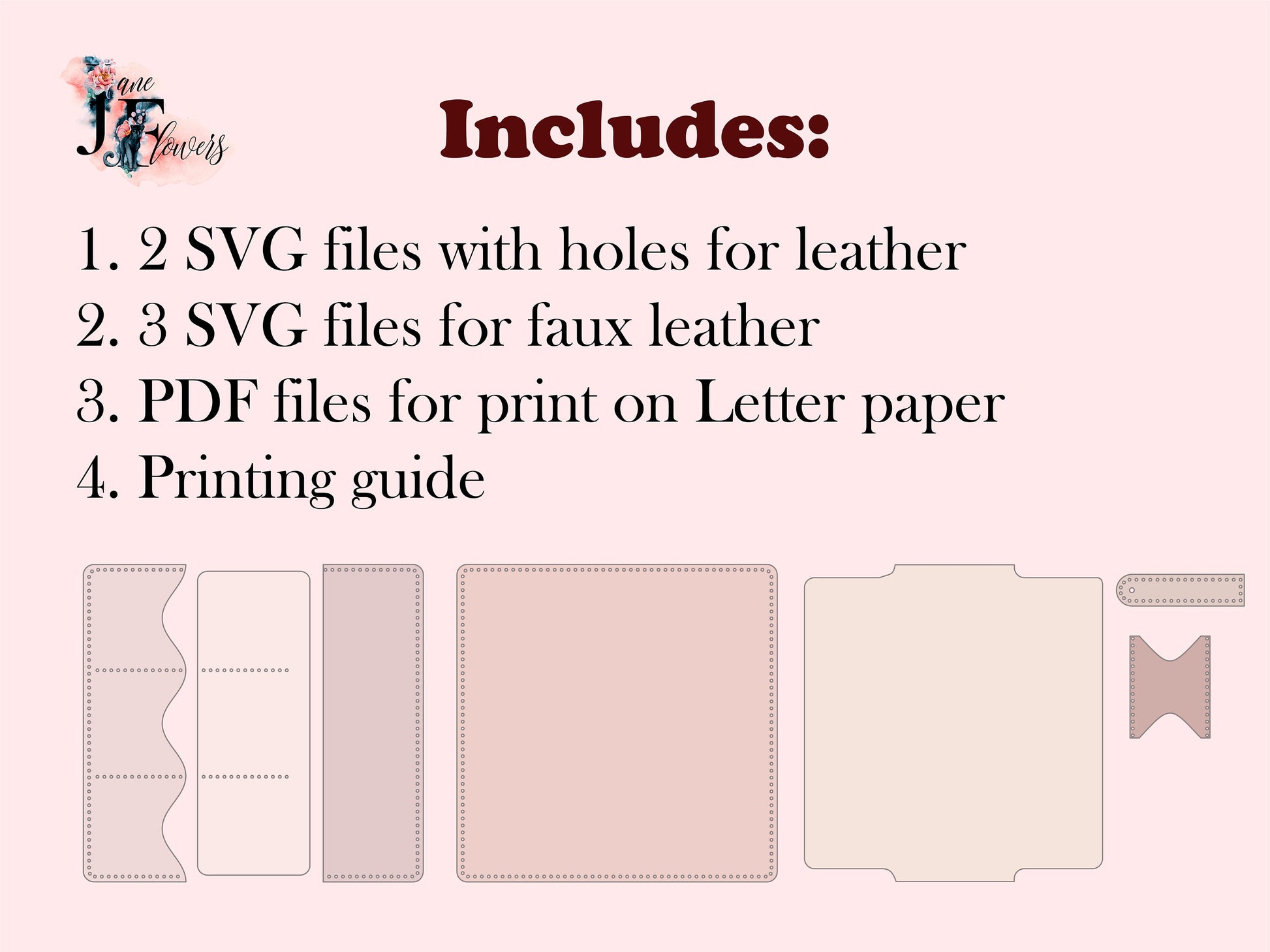 Planner cover pattern cut from leather using Cricut, ready to assemble